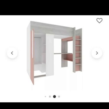 Letto a soppalco con armadio e scrivania
