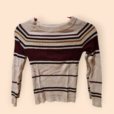 Gerippt gestreifter Pullover