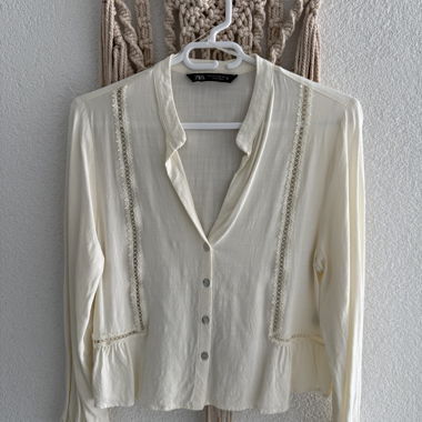 Camicia Zara in pizzo crema