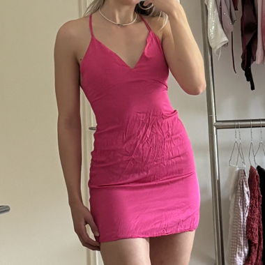 Pink slip dress