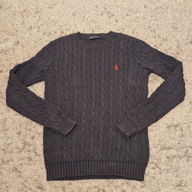 Maglione Ralph Lauren blu scuro a trecce