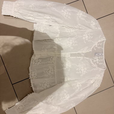 New White Lace Blouse by Mango