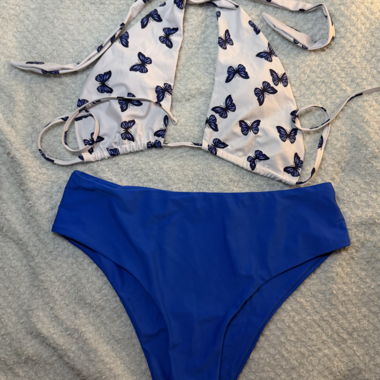 Butterfly Bikini Set – Royal Blue & White