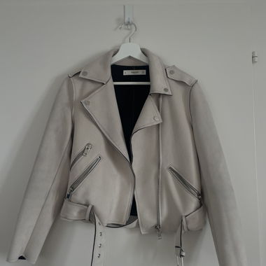 Beige MANGO casual biker jacket in size EUR M
