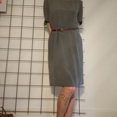 Vintage-Kleid marineblau mit Punkten