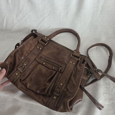 Borsa a mano in ecopelle marrone