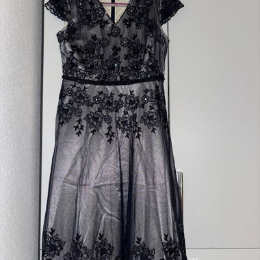 Abito in pizzo blu-grigio