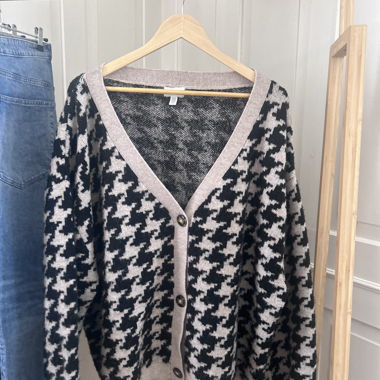 Hahnentritt Strickcardigan