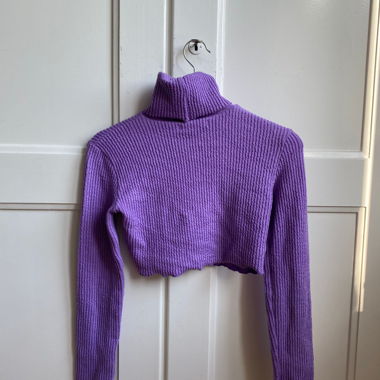 Purple Bershka Turtleneck Crop Top