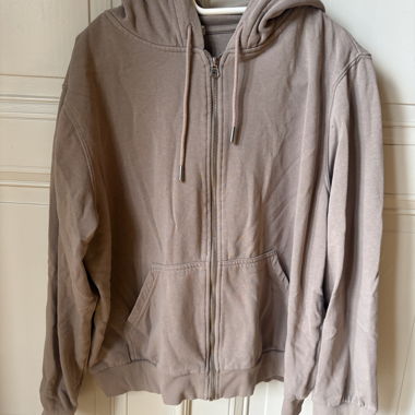 Beige Zip-Up Hoodie