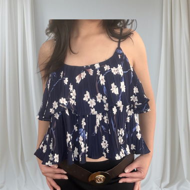 Haut à Volants Plissé Boho Chic