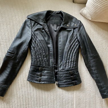 Guess Genuine Leather Jacket Leather Jacket black XS