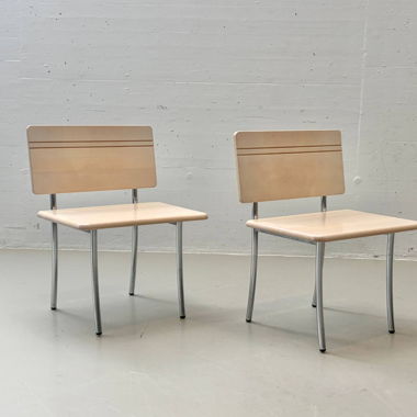 Vintage Seating Benches from Laminated Timber and Steel (1970s)