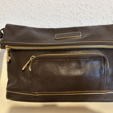 Longchamp pochette/clutch in chocolate leather