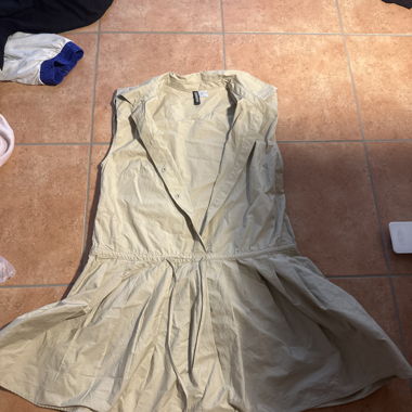 Beige Pleated Skirt Dress