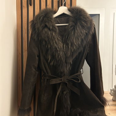 Brown leather coat 