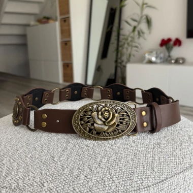 Brauner Western-Gürtel mit Nieten