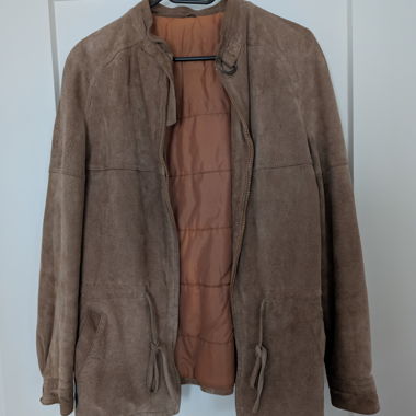 Giacca in suede marrone con cerniera