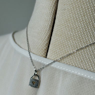LV style locker necklace silver 925