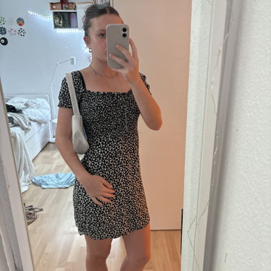 Black dress with small floral print