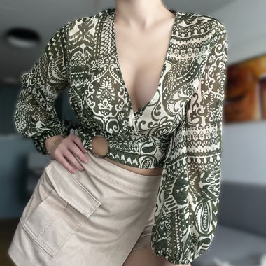 Blusa verde-bianca