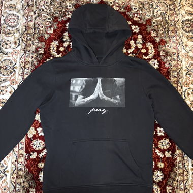 Black Hoodie with Pray Print