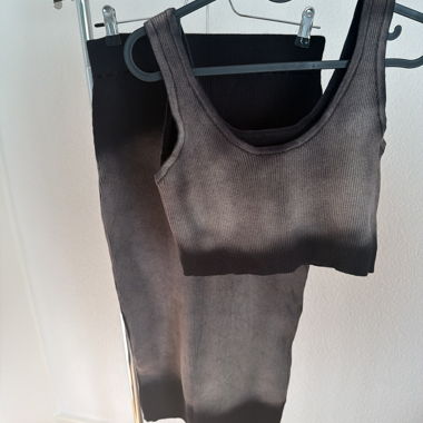 Ribbed Damen-Set schwarz washed