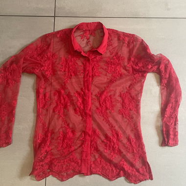 vintage spitzenhemd rot