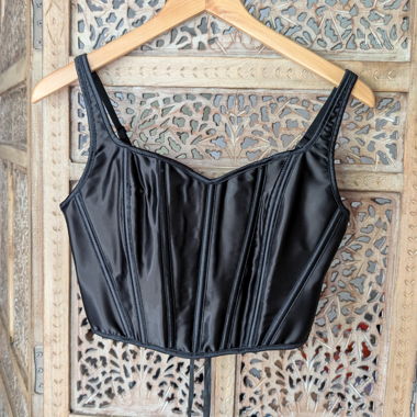 Top Corset in Raso Nero
