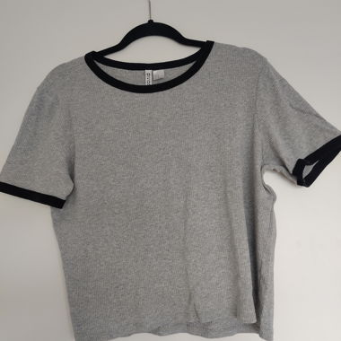 T-shirt Ringer a costine grigio