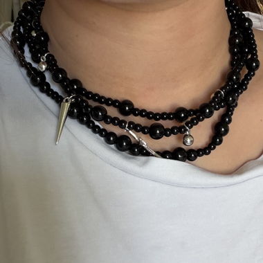 Schwarze Perlen-Rosenkranzkette