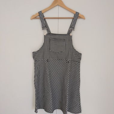 Black and white checkered pinafore dress