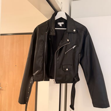 Schwarze Faux-Lederjacke Top Shop Grösse S/M