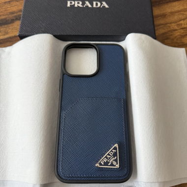 Prada Phone Case in Dark Blue Saffiano Leather