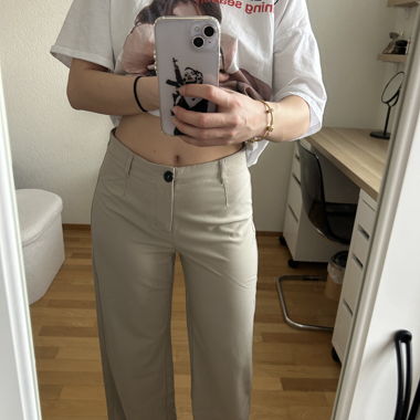 Beige fabric trousers