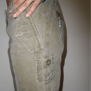 Jeans cargo vintage kaki/ verde salvia, taglia XS-S