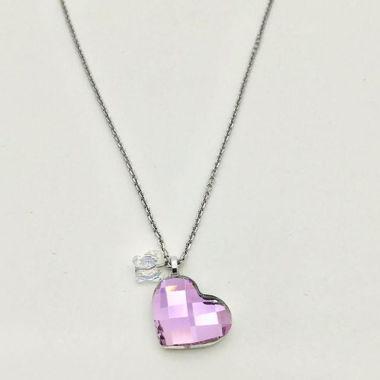 Swarovski Halskette rosa Herz Schmetterling