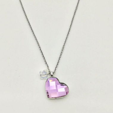 Swarovski Halskette rosa Herz Schmetterling