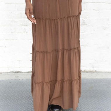 Brown Tiered Maxi Skirt Brandy Melville Izzy Skirt