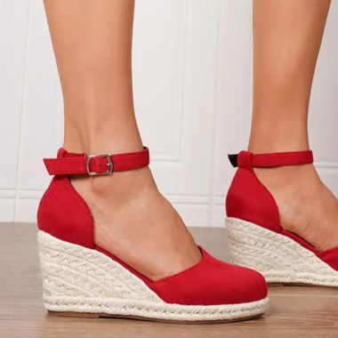 Women's Red Wedge Sandals