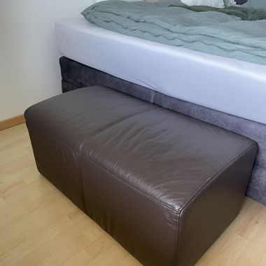 Brown Leather Ottoman Bench