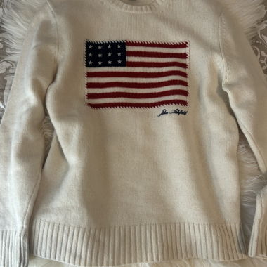 Pull John Ashfield en laine d'agneau avec drapeau USA