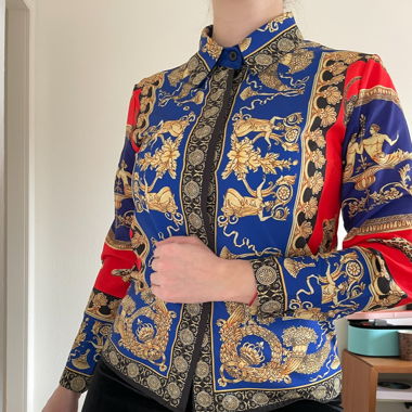 Versace-Inspired Baroque Print Satin Shirt 