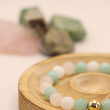 Jade-Rosaquarz Armband 