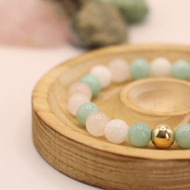 Jade-Rosaquarz Armband 