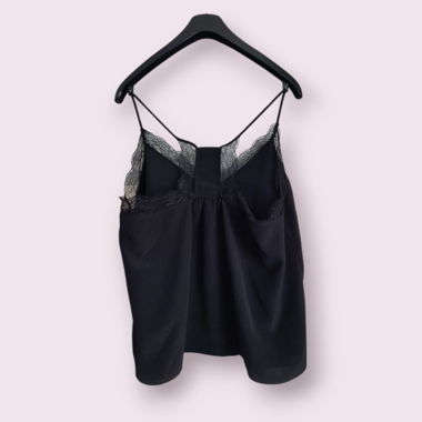 Débardeur Noir avec Dentelle - Mango - Taille L