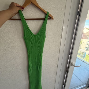 Abito lungo verde plissé
