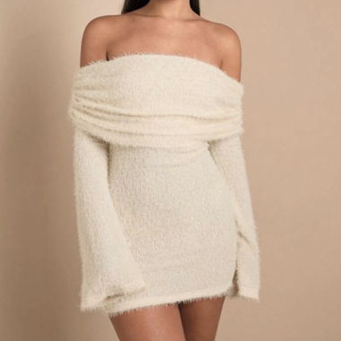 Off-Shoulder Knit Dress