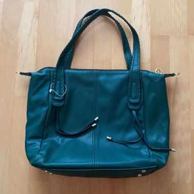 Teal faux leather shoulder bag green