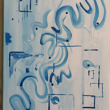 Abstraktes blaues Leinwandbild